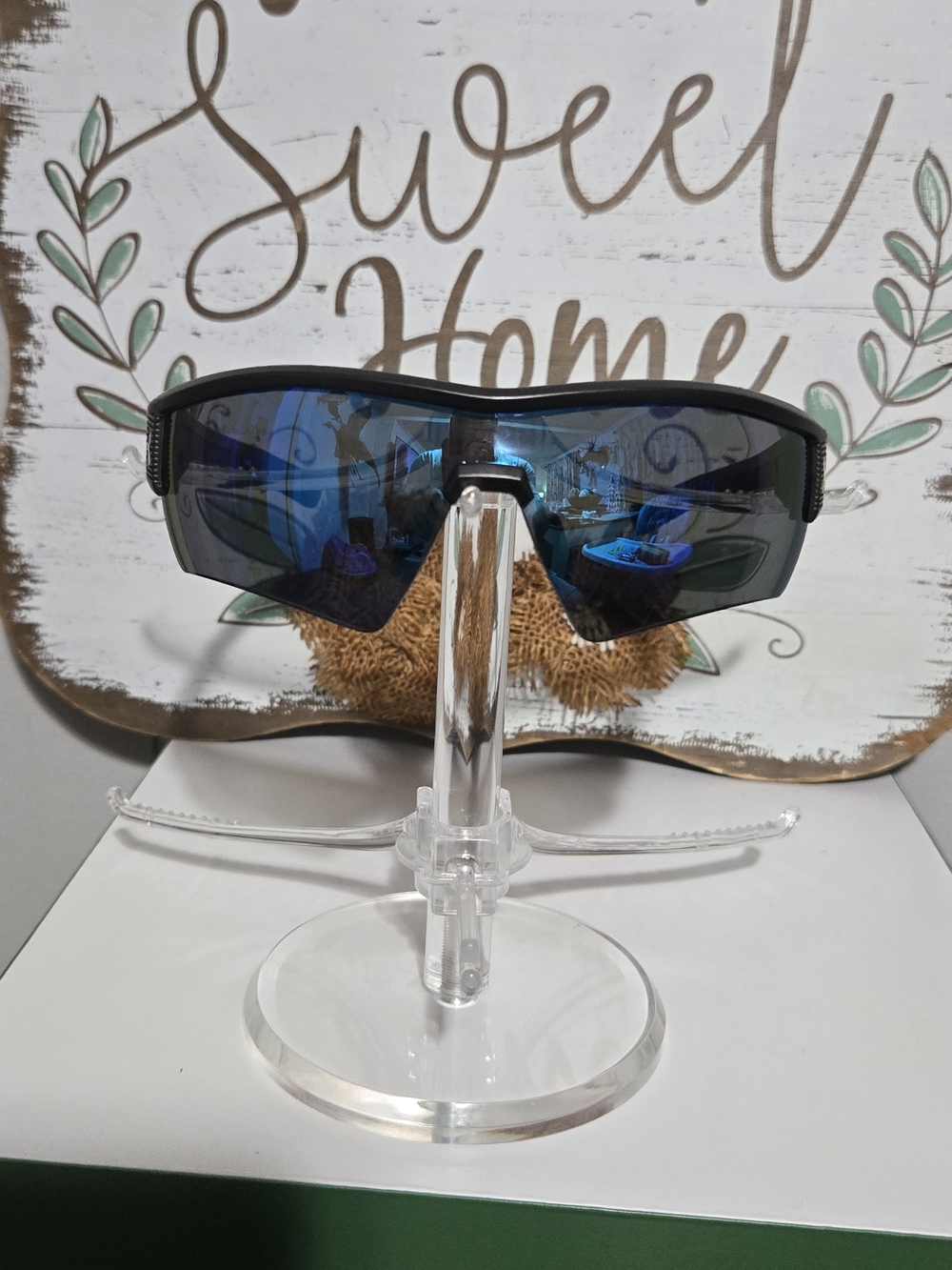 Under Armour Sport Wrap Sunglasses with Blue Mirrored Lenses
